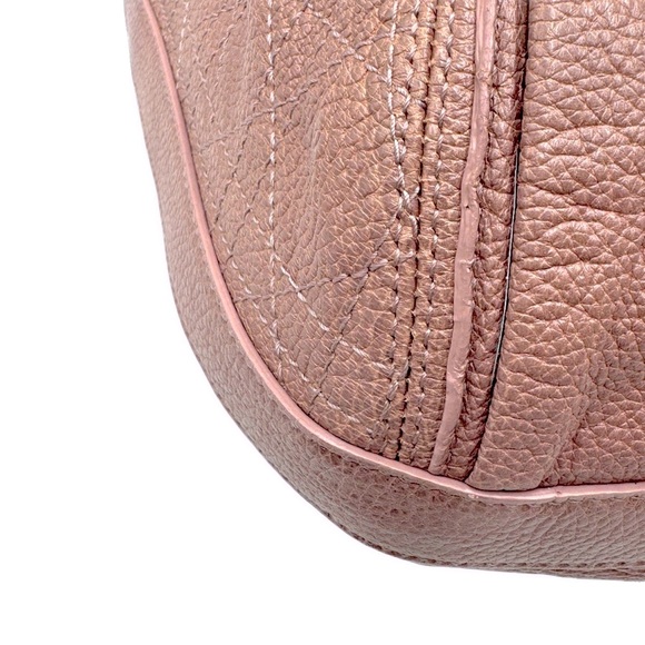 Auth Christian Dior Cannage Quilted Metallic Mauve Pink Leather Bee Hobo Tote - Picture 8 of 15